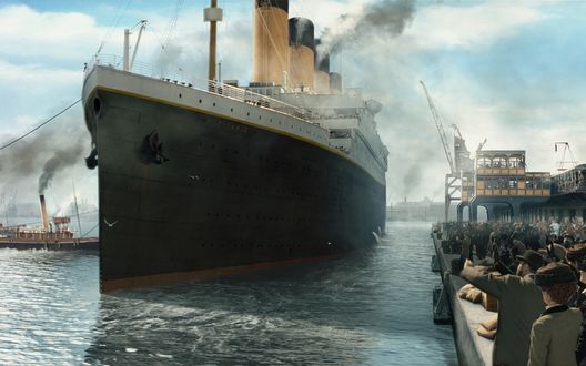 Обои на рабочий стол Отплытие лайнера Титаник / Titanic