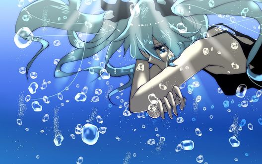 Обои на рабочий стол Vocaloid Hatsune Miku / Вокалоид Хатсуне Мику плачет под водой