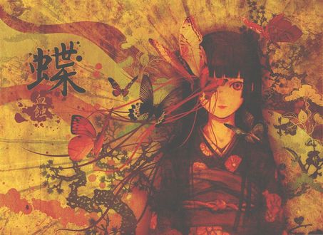 Обои на рабочий стол Энма Ай / Enma Ai, из аниме Адская девочка / Jigoku Shoujo / Hell Girl