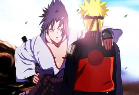 Обои на рабочий стол Главный герой Наруто Узумаки / Naruto Uzumaki и Учиза Саске Uchiha Sasuke