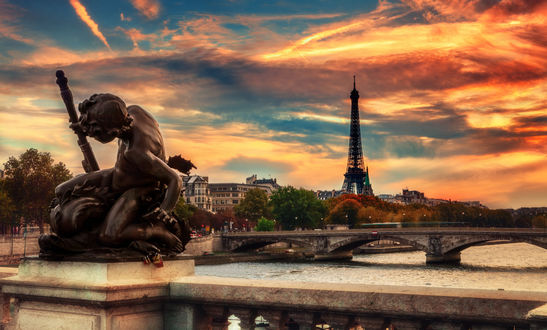 Обои на рабочий стол Вид на город Париж, Эйфелеву башню / Paris, Eiffel tower