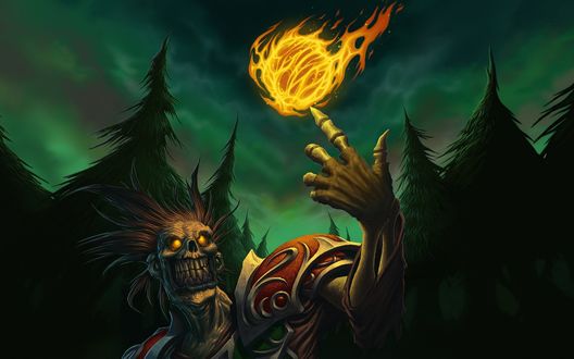 Обои на рабочий стол Нежить маг огня / арт к игре World Of Warcraft