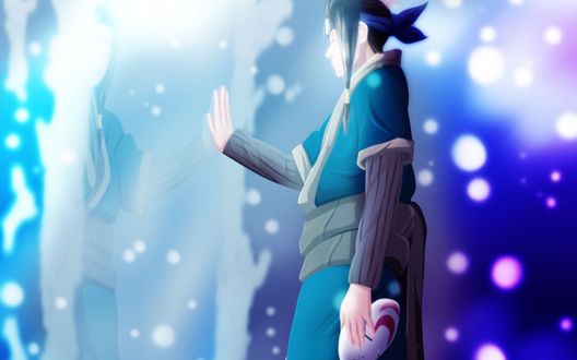 Обои на рабочий стол Хаку / Haku держит в руках маску из аниме Наруто / Naruto