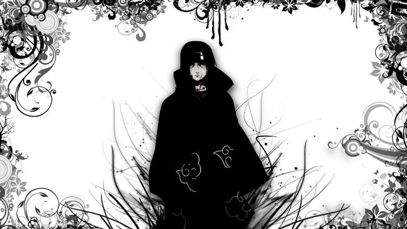 Обои на рабочий стол Итачи Учиха / Itachi Uchiha смотрит куда то вперед из аниме Наруто / Naruto