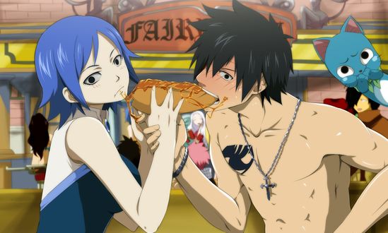 Обои на рабочий стол Джувия Локсар / Juvia Loxar и Грей Фулбастер / Gray Fullbuster из аниме Сказка о хвосте феи / Fairy Tail