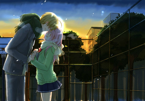 Обои на рабочий стол Кисе Рета / Kise Ryouta и Момои Сацуки / Momoi Satsuki из аниме Баскетбол Куроко / Kuroko no Basket