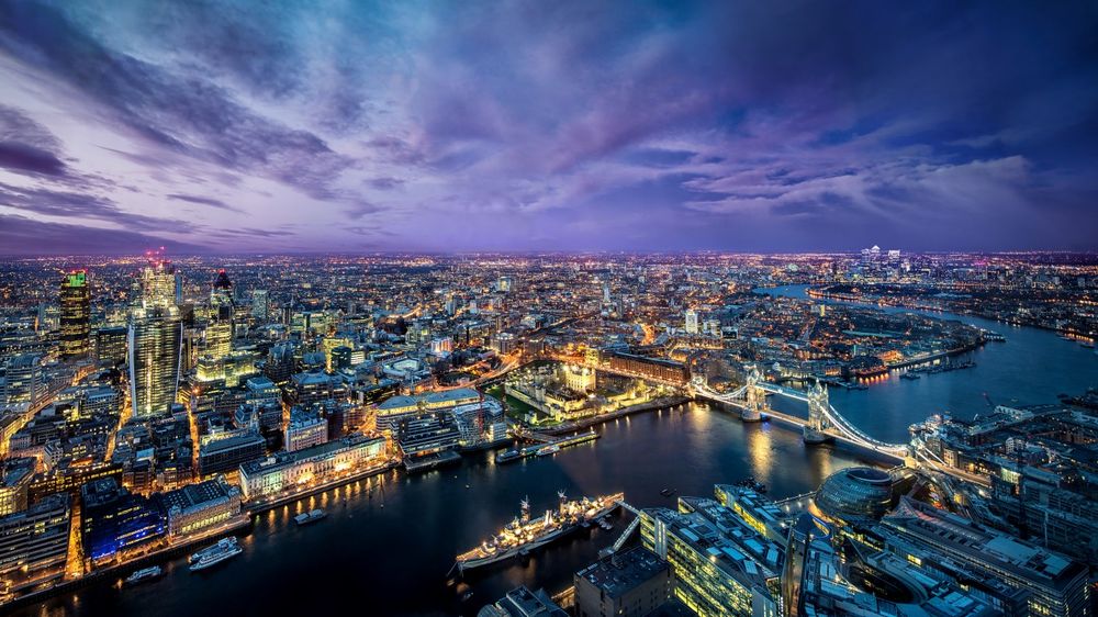 Обои для рабочего стола Вид на вечерний Лондон, Англия / London, England