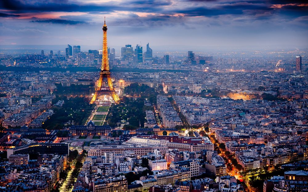 Обои на рабочий стол Огни ночного Парижа / Paris, обои для рабочего стола, скачать обои, обои бесплатно