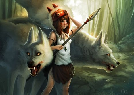 Обои на рабочий стол Арт по аниме Принцесса Мононоке / Mononoke Hime