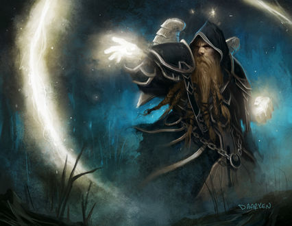 Обои на рабочий стол Дворф священник / арт к игре World Of Warcraft художник Daarken