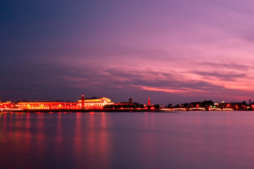 Обои на рабочий стол Город Санкт-Петербург на закате / St. Petersburg, Russia