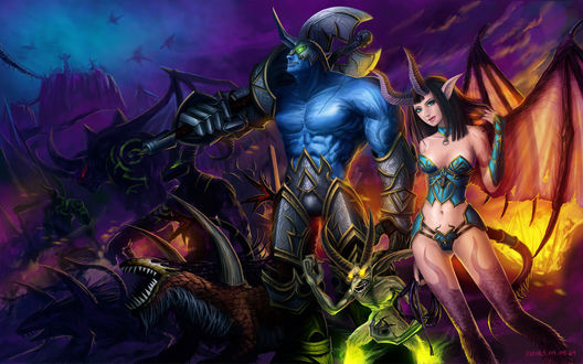 Обои на рабочий стол Различные прислужники чернокнижника / арт к игре World Of Warcraft