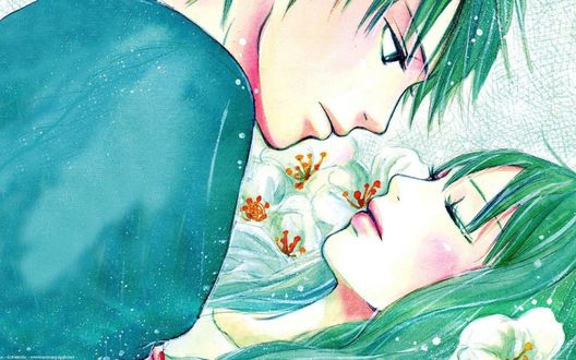 Обои на рабочий стол Савако Куронума / Sawako Kuronuma и Shouta Kazehaya / Сета Кадзэхая из аниме Kimi ni Todoke / Дотянуться до тебя