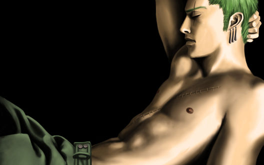 Обои на рабочий стол Арт на Ророноа Зоро / Roronoa Zoro из аниме Ван Пис / One Piece