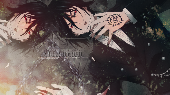 Обои на рабочий стол Себастьян Микаэлис / Sebastian Michaelis из аниме Темный Дворецкий / Kuroshitsuji
