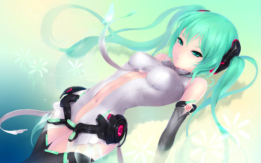 Обои на рабочий стол Vocaloid Hatsune Miku / Вокалоид Хатсунэ Мику (художник Cait)
