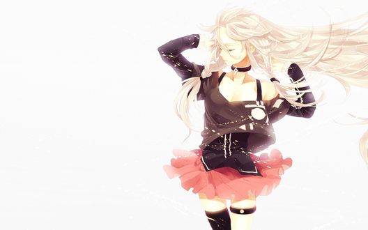 Обои на рабочий стол Vocaloid IA / Вокалоид Йа приложила руки к волосам