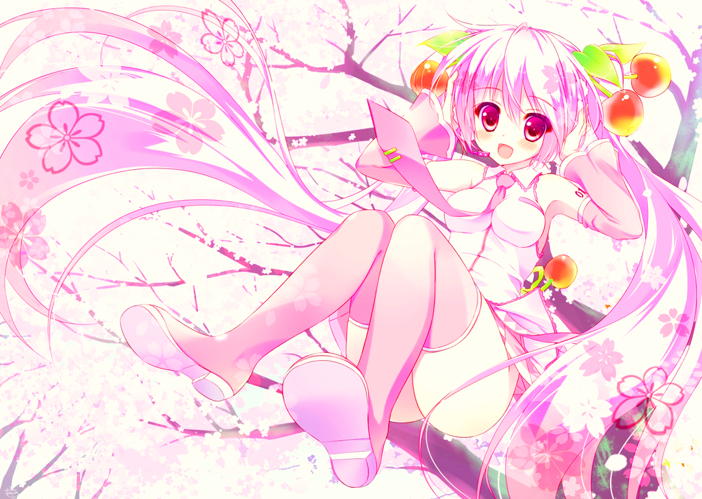 Обои для рабочего стола Vocaloid Sakura Miku / Вокалоид Сакура Мику