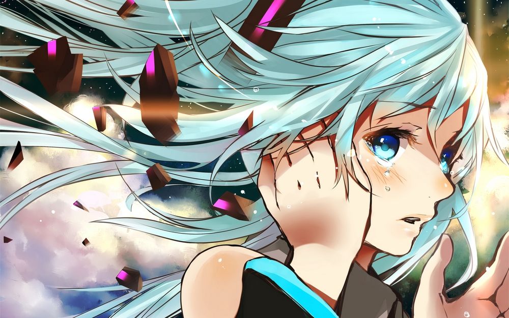 Обои для рабочего стола Плачущая Vocaloid Hatsune Miku / Вокалоид Хатсуне Мику