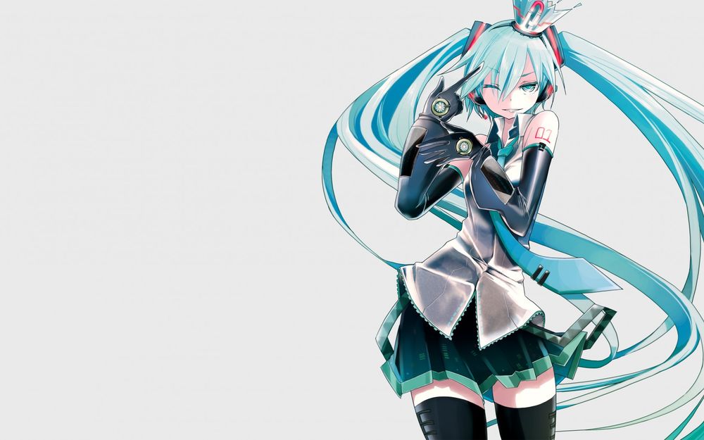Обои для рабочего стола Vocaloid Hatsune Miku / Вокалоид Хатсуне Мику с короной на голове