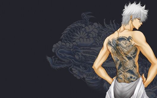 Обои на рабочий стол Саката Гинтоки / Sakata Gintoki из аниме Гинтама / Gintama в костюме панды