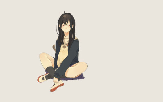 Anime girl sitting front view