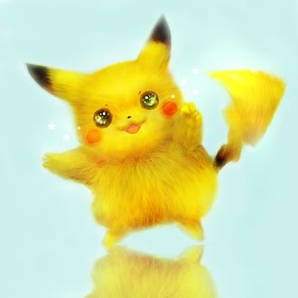 Обои на рабочий стол Улыбающийся Пикачу / Pikachu из аниме аниме Покемон / Pokemon