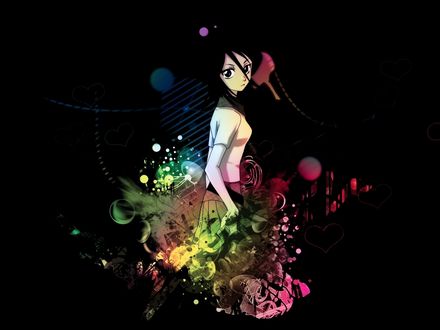 Обои на рабочий стол Kuchiki Rukia / Кучики Рукия из аниме Bleach / Блич на черном фоне