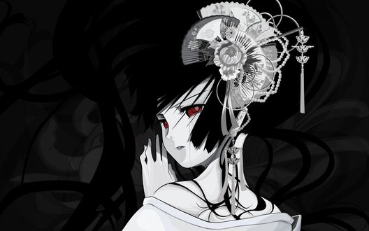 Обои на рабочий стол Энма Ай / Enma Ai из аниме Jigoku Shoujo / Hell Girl / Адская девочка плачет
