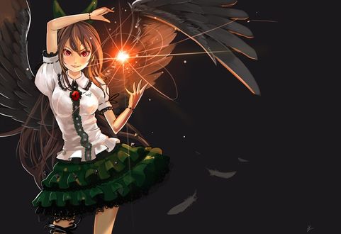 Обои на рабочий стол Уцухо Рейудзи / Utsuho Reiuji из игры Touhou Project / Проект Восток колдует