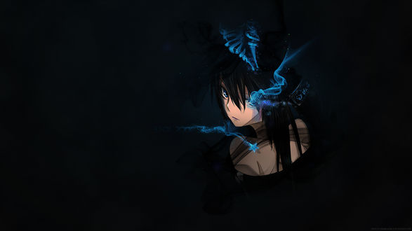 Обои на рабочий стол Mato Kuroi / Мато Курой из аниме Black Rock Shooter / Стрелок с Черной скалы на черном фоне
