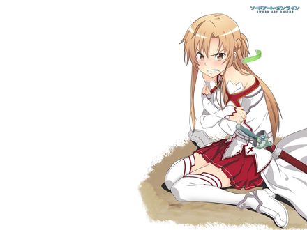 Обои на рабочий стол Сердитая Асуна Юки / Аsuna Yuuki из аниме Мастера меча онлайн / Sword Art Online
