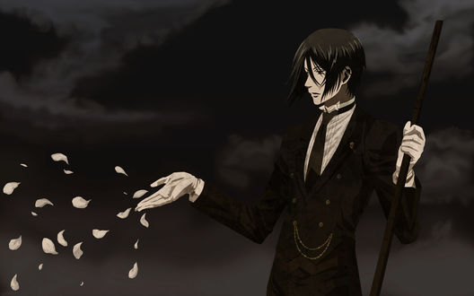 Обои на рабочий стол Sebastian Michaelis / Себастьян Михаэлис из аниме Темный дворецкий / Dark Butler / Kuro Shitsuji