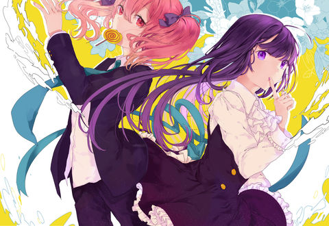 Обои на рабочий стол Karuta Roromiya / Карута Роромия и Shirakiin Ririchiyo / Ширакин Риричио из аниме Лисья Секретная Служба / Inu x Boku Secret Service