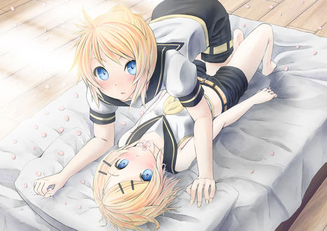 Обои на рабочий стол Вокалоиды Рин и Лен Кагамине / Vocaloid Rin & Len Kagamine