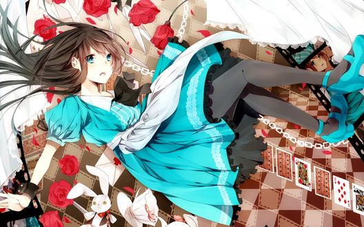 Обои на рабочий стол Алиса в стране чудес в стиле аниме / Alice in Wonderland in anime style