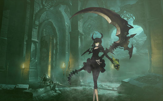 Обои на рабочий стол Ёми Таканаси / Takanashi Yomi из аниме Стрелок с Черной скалы / Black Rock Shooter
