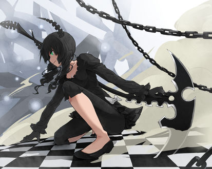 Обои на рабочий стол Ёми Таканаси / Takanashi Yomi из аниме Стрелок с Черной скалы / Black Rock Shooter