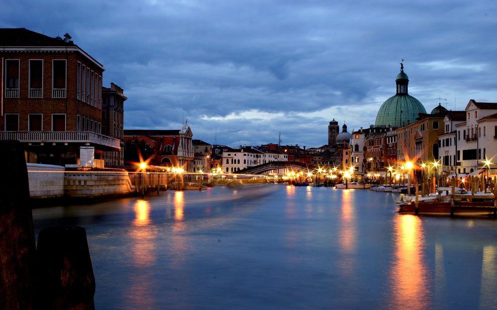 Обои для рабочего стола Большой канал в вечерней Венеции, Италия / Venesia, Italy
