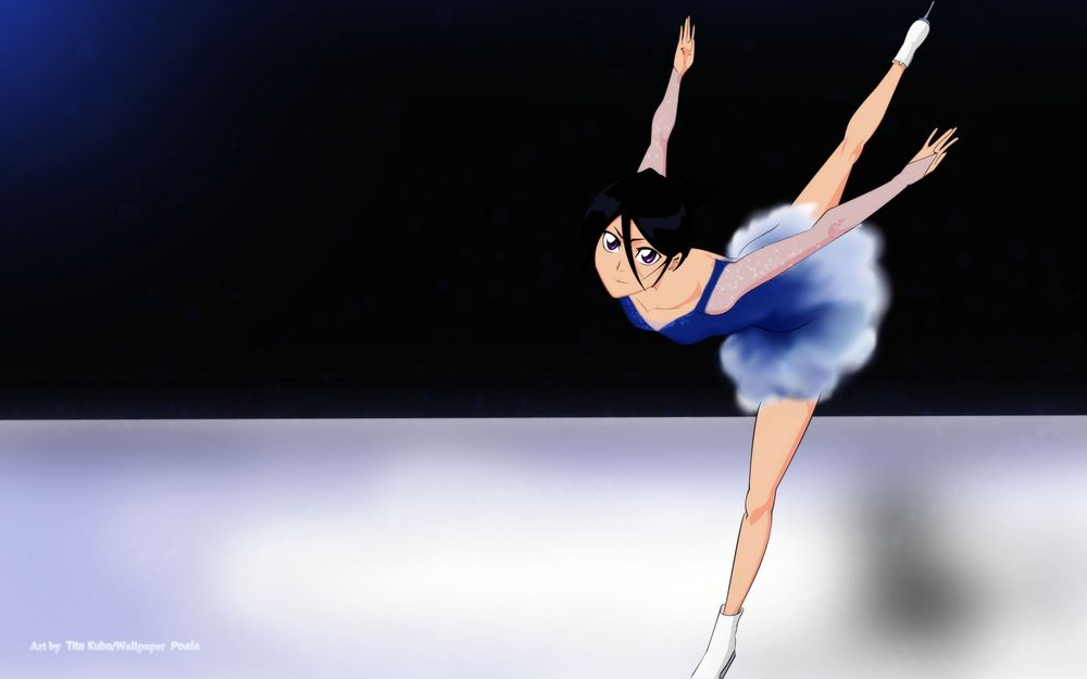 Обои для рабочего стола Rukia Kuchiki / Рукия Кучики из аниме Bleach / Блич катается на коньках