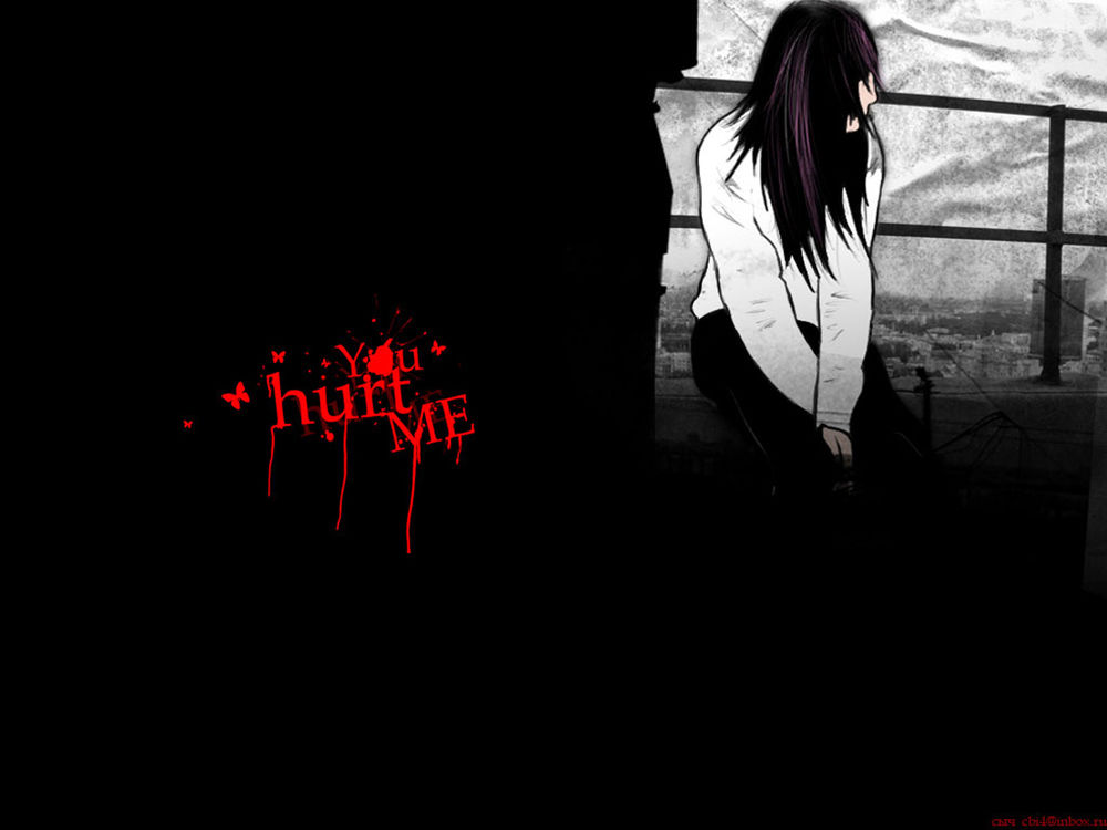 Обои для рабочего стола Девушка сидит на крыше здания (You hurt me / Ты ранила меня)
