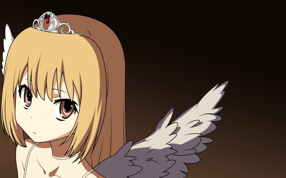 Обои для рабочего стола Айсака Тайга / Aisaka Taiga из аниме ТораДора / ToraDora с диадемой на голове с ангельскими крыльями за спиной