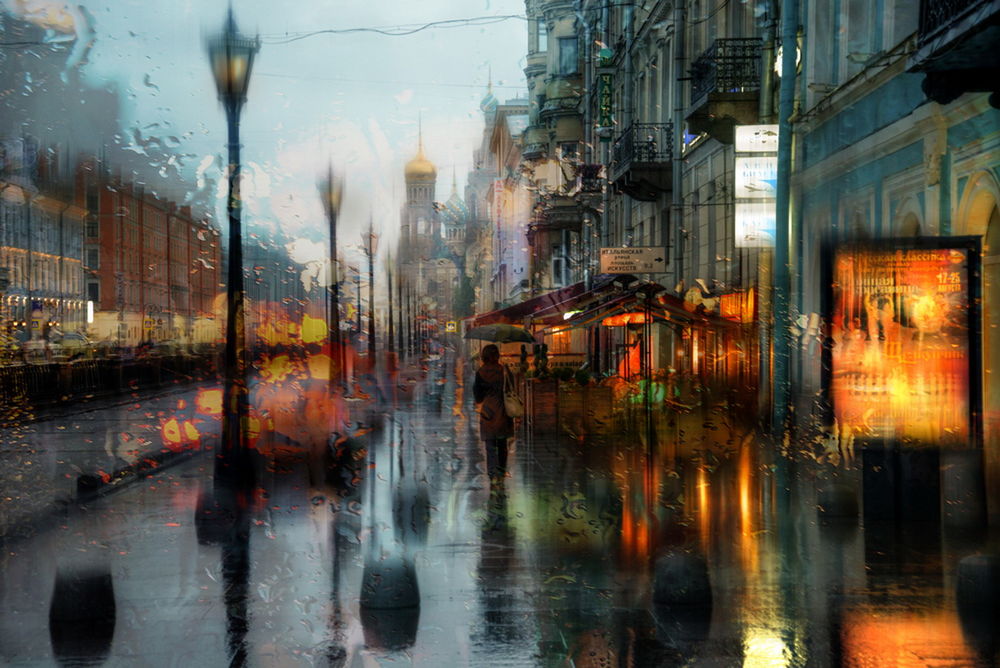 Обои для рабочего стола Фотосъемка через оконное стекло дождливых улиц Роттердама, Нидерланды / Rotterdam, Netherland. фотография Эдуарда Гордеева