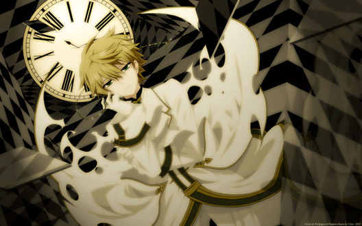 Обои на рабочий стол Oz Vessalius / Оз Безариус из аниме Сердца Пандоры / Pandora Hearts с часами в руке