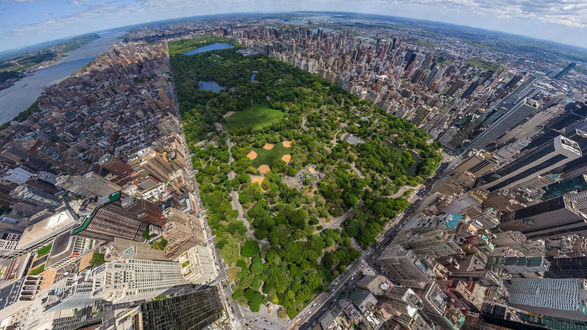 Обои на рабочий стол Панорамный вид на Центральный Парк / Central Park в Нью-Йорке, США / New York, USA