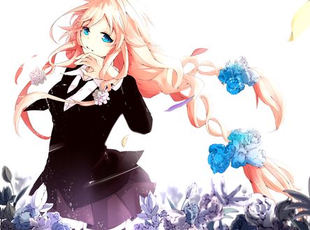 Обои на рабочий стол Vocaloid IA / Вокалоид Йа с цветами в волосах