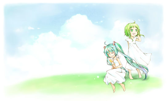 Обои на рабочий стол Vocaloid Hatsune Miku & Gumi Megpoid / Вокалоиды Хатсуне Мику и Гуми Мегпоид