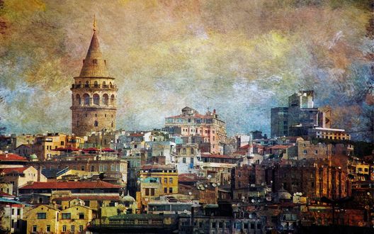 Обои на рабочий стол Рисунок Стамбула, Турция / Istanbul, Turkey