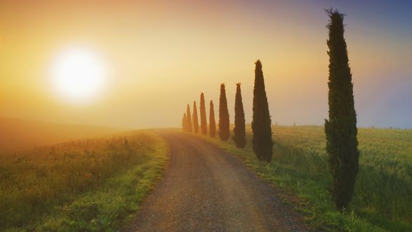 Обои на рабочий стол Утро в Тоскане, Италия / Tuscany, Italy