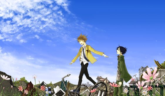 Обои на рабочий стол Sawada Tsunayoshi / Савада Цунаеси и Рокудо Мукуро / Rokudo Mukuro Репетитор-киллер Реборн / Katekyo Hitman Reborn